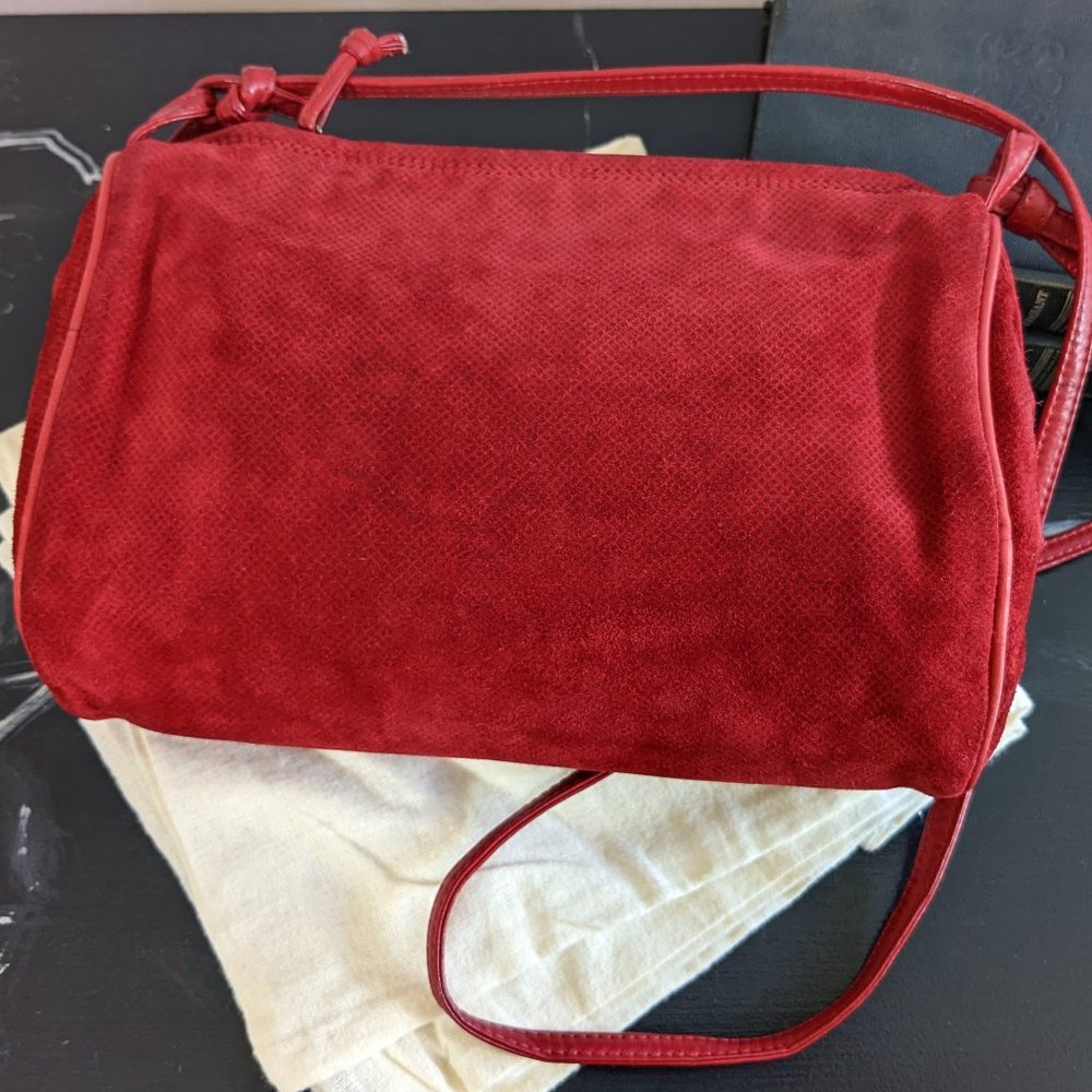 SOLD Bottega Veneta Red Suede Crossbody Bag, Vintage 70s-80s